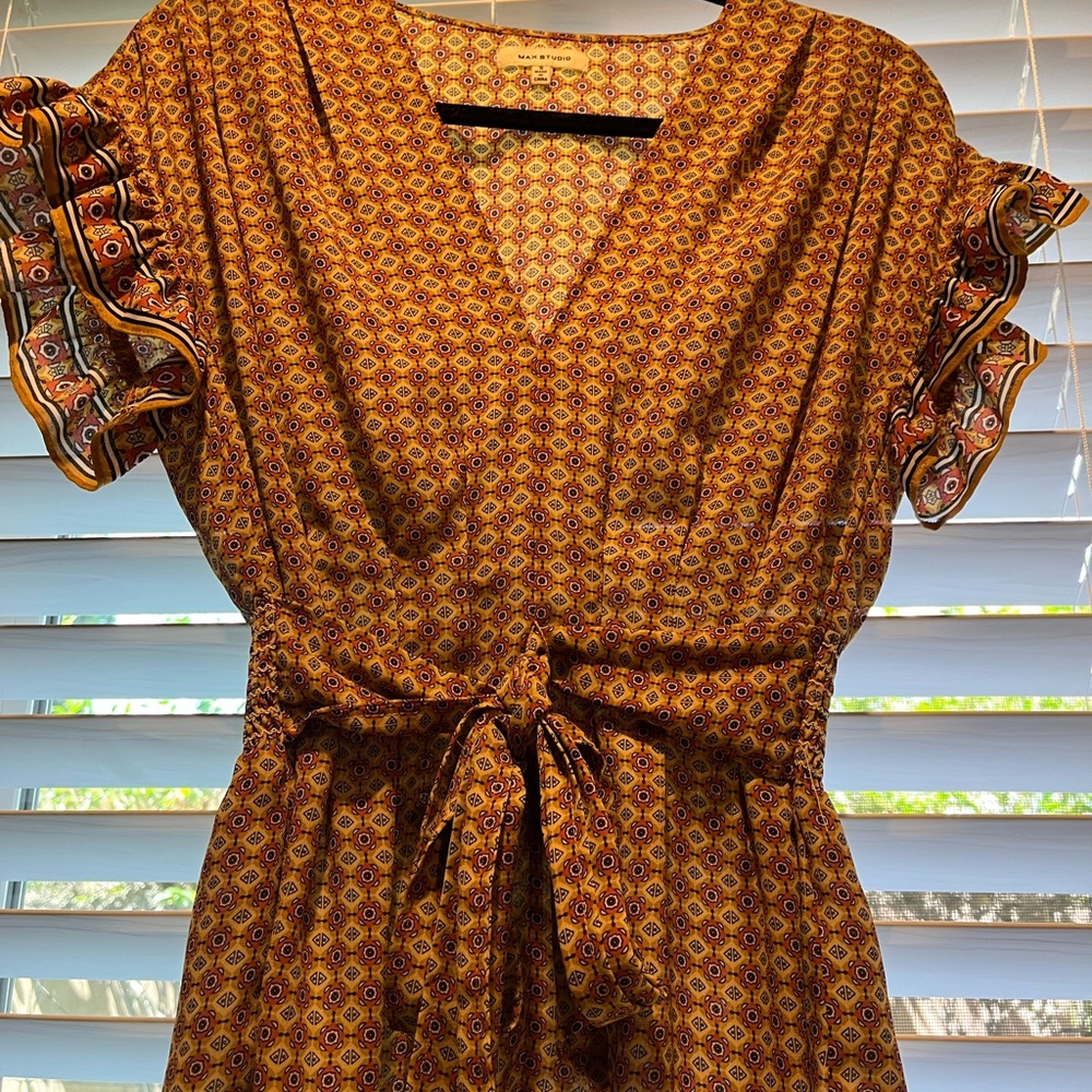 Max Studio Vibrant Patterned Blouse in Orange and Black